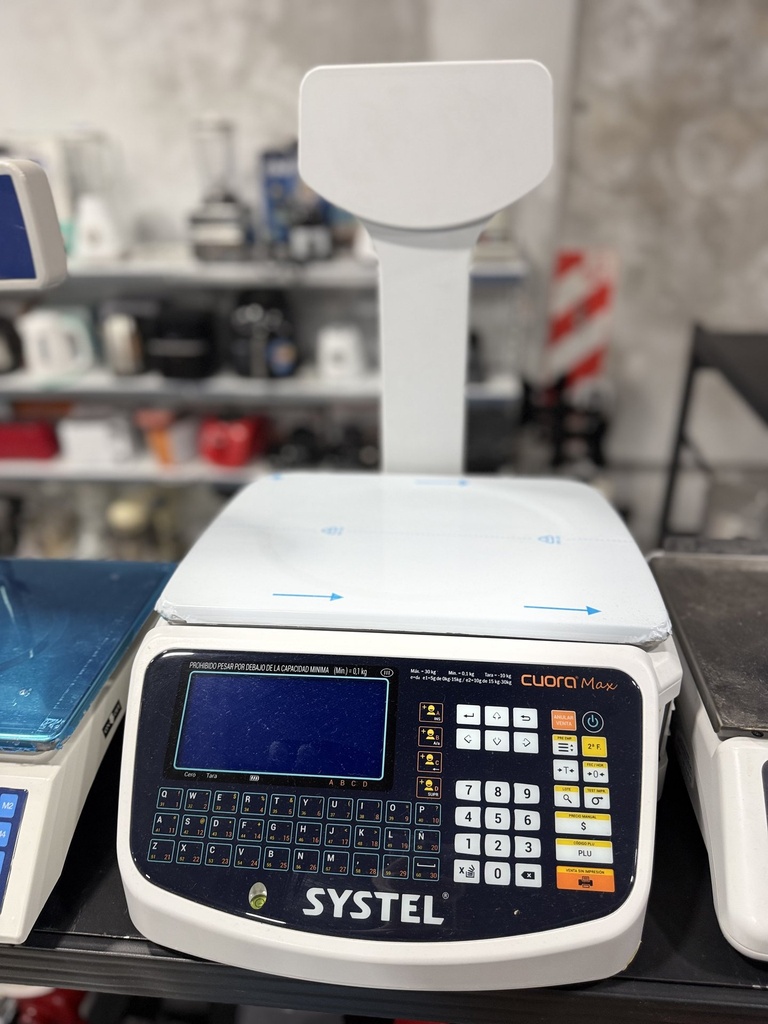 Systel - Balanza con mastil 30 kg Cuora Max - Imprime ticket y etiqueta - C/bateria - USB (2)