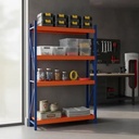 Behmont - IMP - Almacenamiento - Rack 200 x 200 x 80 continuo - 4 estantes - 400 kg por estante - Azul-naranja (3)