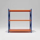 Behmont - IMP - Almacenamiento - Rack 200 x 200 x 80 continuo - 4 estantes - 400 kg por estante - Azul-naranja (6)