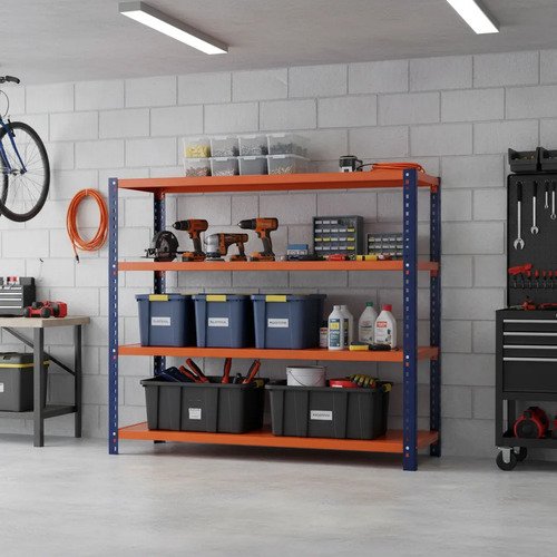 Behmont - IMP - Almacenamiento - Rack 200 x 200 x 60 inicial - 4 estantes - 200 kg por estante - Azul-naranja (3)