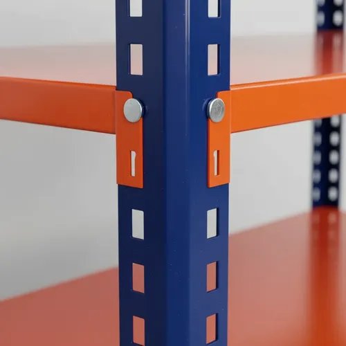 Behmont - IMP - Almacenamiento - Rack 200 x 200 x 60 inicial - 4 estantes - 200 kg por estante - Azul-naranja (4)