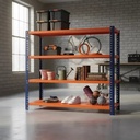 Behmont - IMP - Almacenamiento - Rack 200 x 200 x 100 inicial - 4 estantes - 400 kg por estante - Azul-naranja (2)