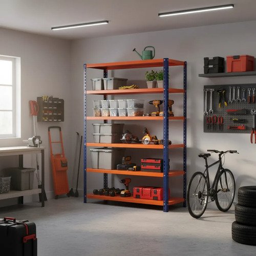 Behmont - IMP - Almacenamiento - Rack 200 x 200 x 100 inicial - 4 estantes - 400 kg por estante - Azul-naranja (3)