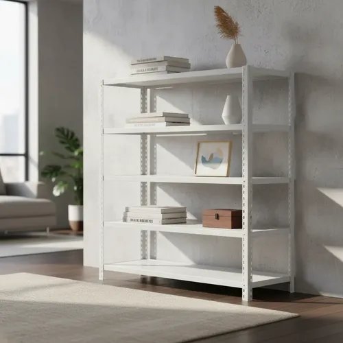 Behmont - IMP - Almacenamiento - Rack 200 x 120 x 40 inicial - 5 estantes - 100 kg por estante - Blanco (2)