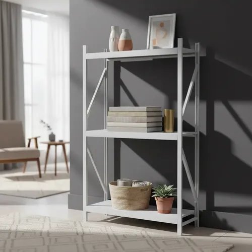 Behmont - IMP - Almacenamiento - Rack 200 x 200 x 60 continuo - 4 estantes - 200 kg por estante - Blanco (2)