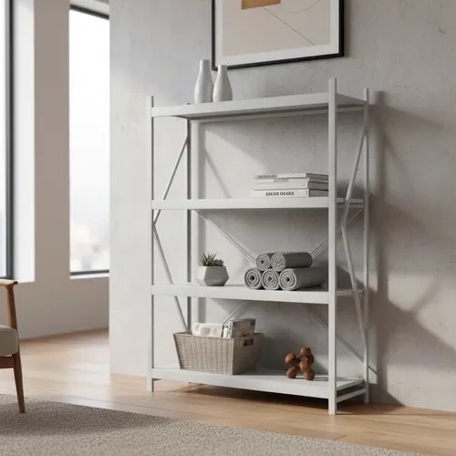 Behmont - IMP - Almacenamiento - Rack 200 x 200 x 60 continuo - 4 estantes - 200 kg por estante - Blanco (3)