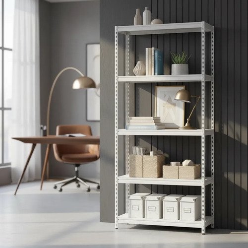 Behmont - IMP - Almacenamiento - Estante modulo 200 x 90 x 30 - 5 estantes - 50 kg por estante - Encastrable - Blanco (2)