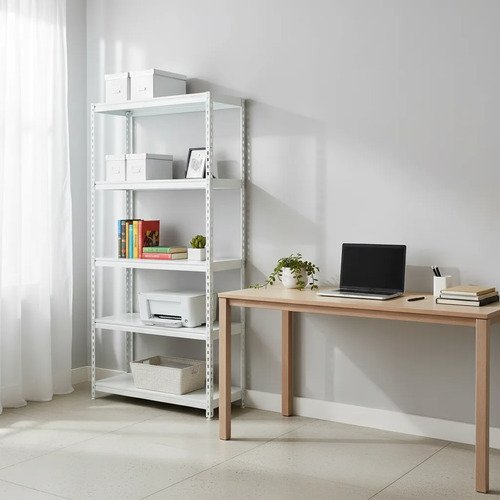 Behmont - IMP - Almacenamiento - Estante modulo 200 x 90 x 30 - 5 estantes - 50 kg por estante - Encastrable - Blanco (4)