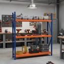 Behmont - IMP - Almacenamiento - Rack 200 x 120 x 40 continuo - 5 estantes - 100 kg por estante - Azul-naranja (3)