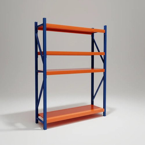 Behmont - IMP - Almacenamiento - Rack 200 x 120 x 40 continuo - 5 estantes - 100 kg por estante - Azul-naranja (5)