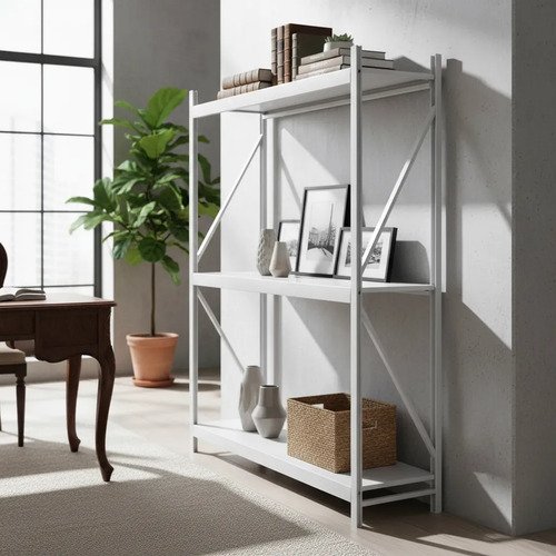 Behmont - IMP - Almacenamiento - Rack 200 x 120 x 40 continuo - 5 estantes - 100 kg por estante - Blanco (4)