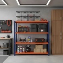 Behmont - IMP - Almacenamiento - Rack 200 x 120 x 40 inicial - 5 estantes - 100 kg por estante - Azul-naranja (4)