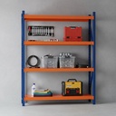 Behmont - IMP - Almacenamiento - Rack 200 x 200 x 100 continuo - 4 estantes - 400 kg por estante - Azul-naranja (4)
