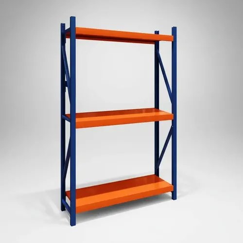 Behmont - IMP - Almacenamiento - Rack 200 x 200 x 100 continuo - 4 estantes - 400 kg por estante - Azul-naranja (6)