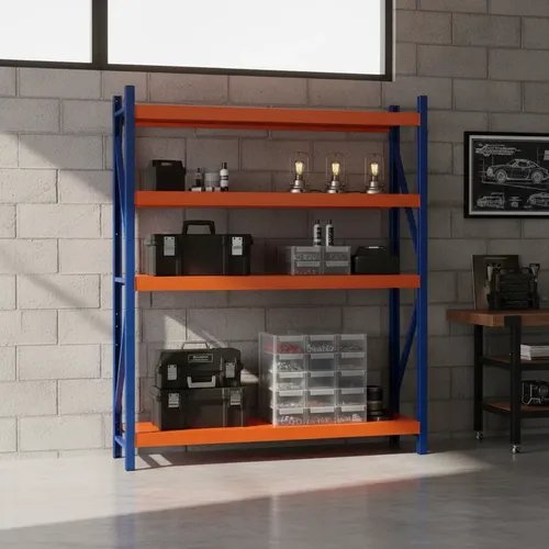 Behmont - IMP - Almacenamiento - Rack 200 x 200 x 60 continuo - 4 estantes - 200 kg por estante - Azul-naranja (2)