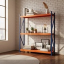 Behmont - IMP - Almacenamiento - Rack 200 x 200 x 60 continuo - 4 estantes - 200 kg por estante - Azul-naranja (3)