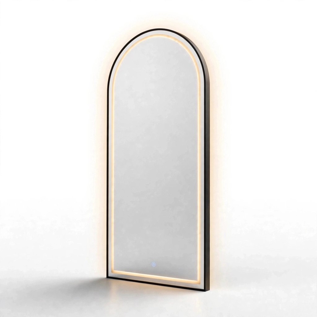 Behmont - IMP - Decoracion - Espejo con iluminacion LED forma acro medio punto - Con marco negro - 170 x 70 (2)