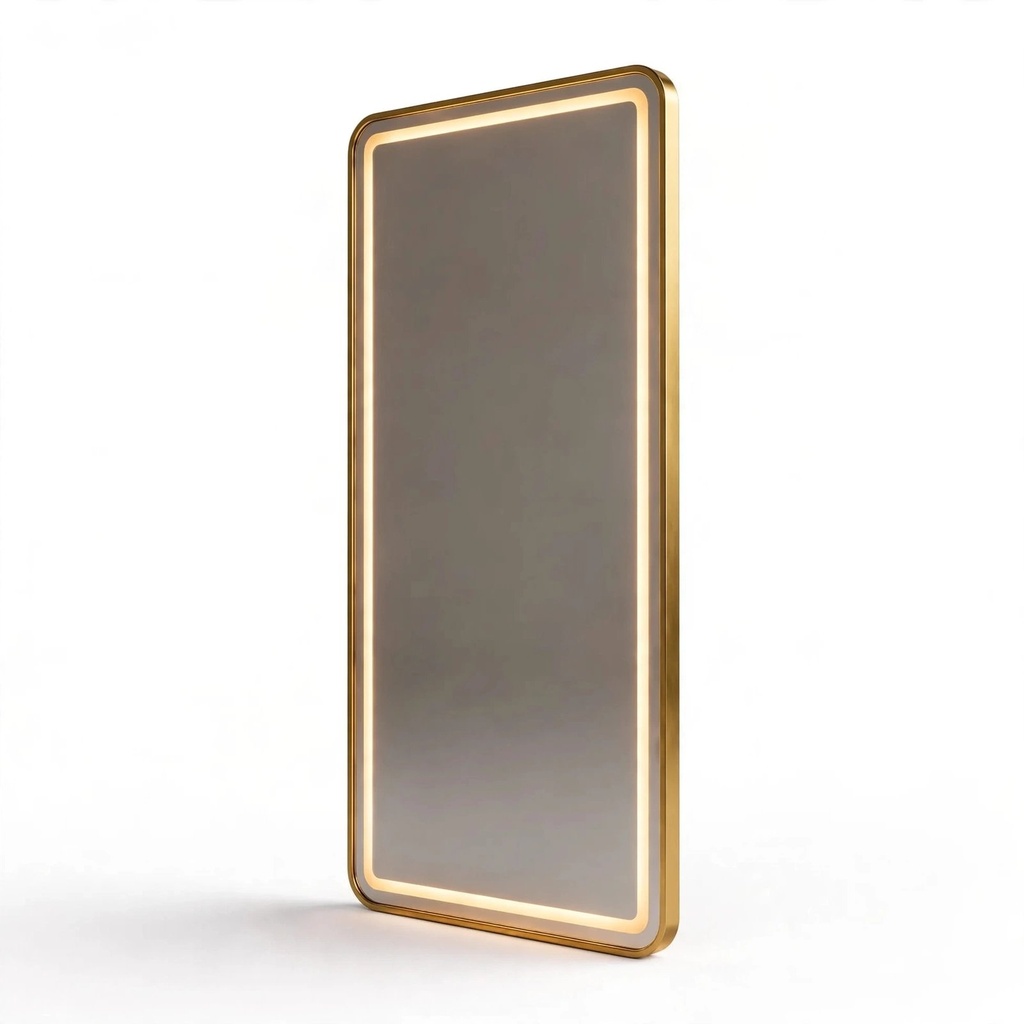 Behmont - IMP - Decoracion - Espejo con iluminacion LED rectangular - Con marco dorado - 170 x 70 (2)