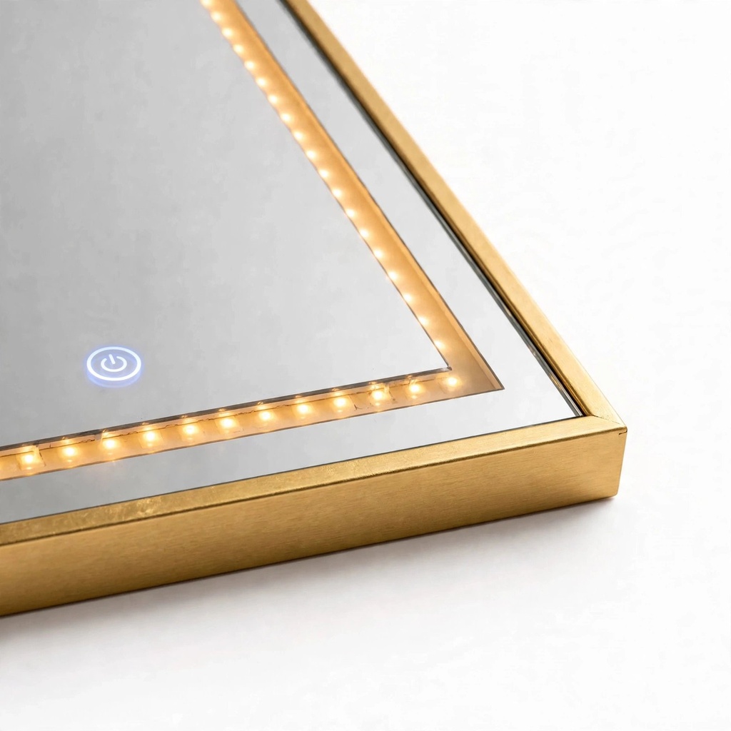 Behmont - IMP - Decoracion - Espejo con iluminacion LED forma arco medio punto - Con marco dorado - 170 x 70 (3)
