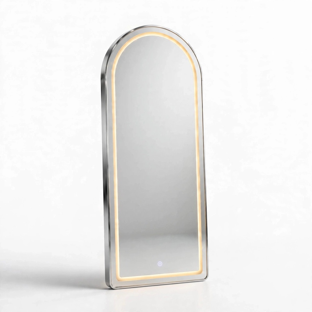 Behmont - IMP - Decoracion - Espejo con iluminacion LED forma arco medio punto - Con marco plata - 170 x 70 (2)