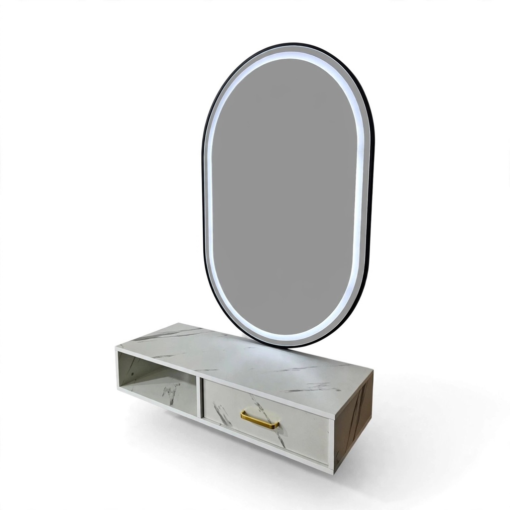 Behmont - IMP - Decoracion - Mesa flotante + espejo LED - Marco y detalles negro (2)