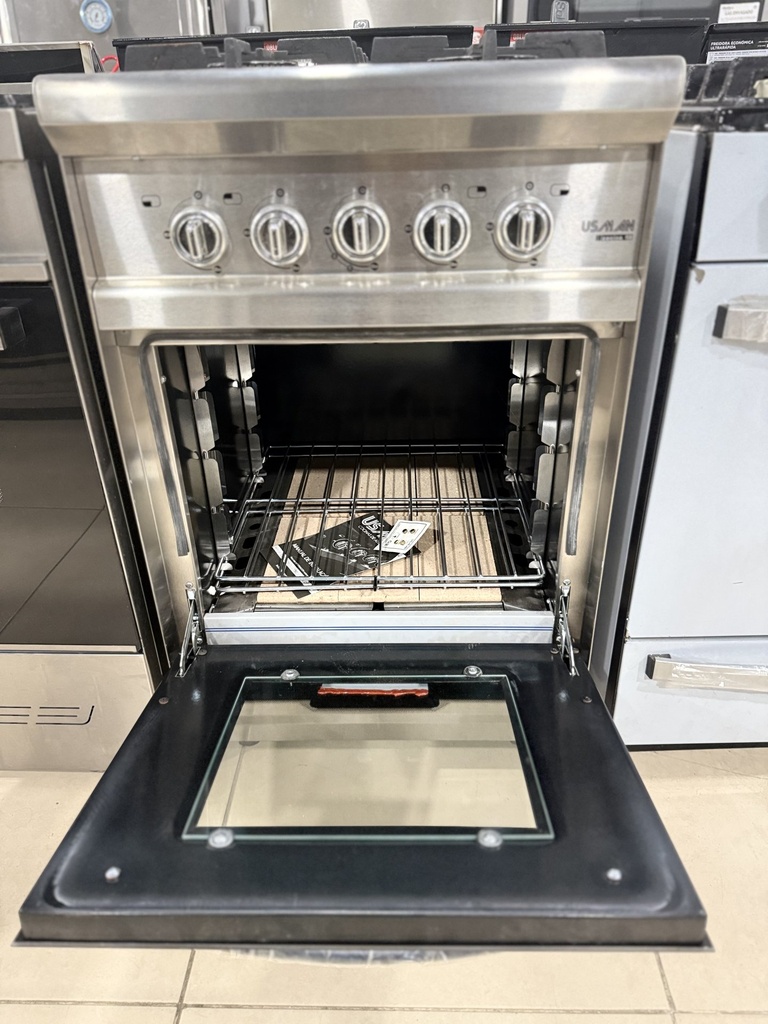 Usman - Cocina 4 H. - Puerta de vidrio - Rejas de fundicion - Piso tejuelas refractarias - 55 cm (2)