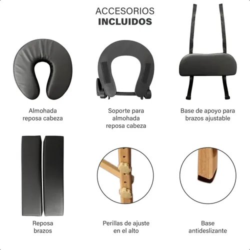 Behmont - IMP - Estetica - Camilla portatil plegable 185 x 60 x 60 - Soporta 150 kg - Negro (4)
