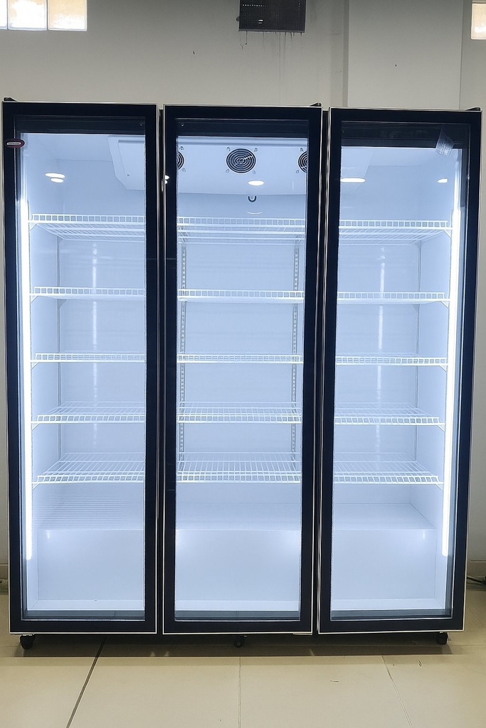 Behmont - IMP - Refrigeracion - Exhibidora vertical 1440 L Full Glass - 3 puertas - Marco aluminio - 5 estantes - Negro (7)
