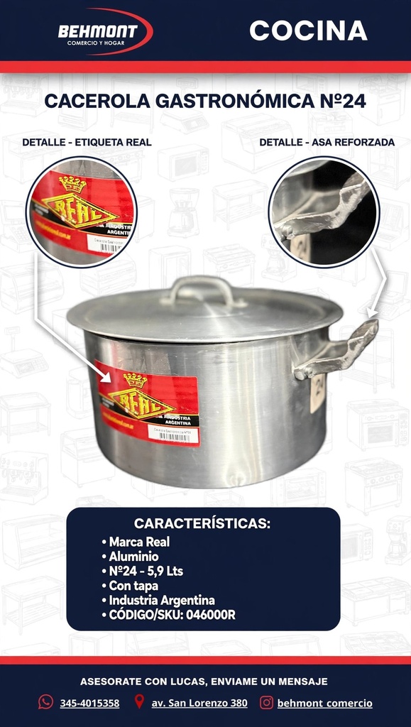 Gastronomia - Real - Cacerola Nº 24 Gastronomica 5.9 Lts (2)