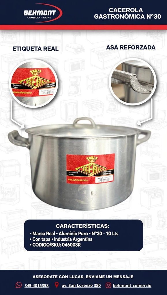 Gastronomia - Real - Cacerola Nº 30 Gastronomica 10 Lts (2)