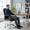 Behmont - IMP - Oficina - Sillon de oficina Spandau - Cuero - Altura regulable - Negro (2)