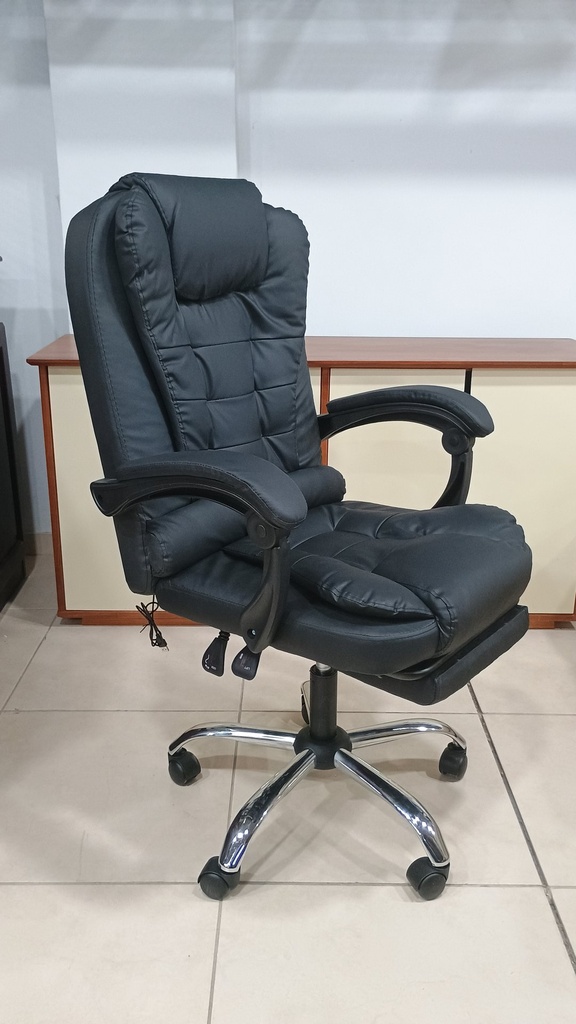 Behmont - IMP - Oficina - Sillon de oficina Mitte - Cuero - Altura regulable - Reclinable - C/apoya pies y masajeador - Negro (2)