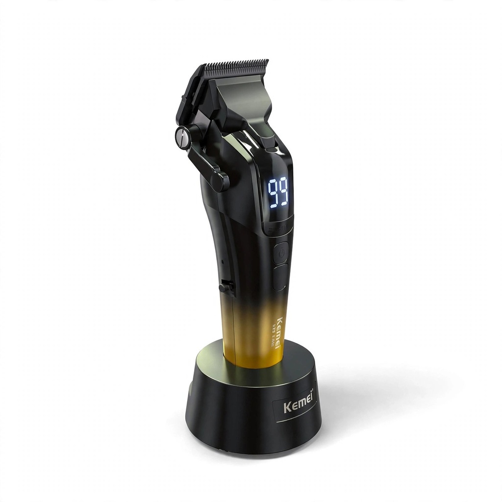 Behmont - IMP - Kemei - Clipper inalambrico - 10 posiciones - 1.5 a 24 mm - Lubricante, cepillo de limpieza y base de carga (3)