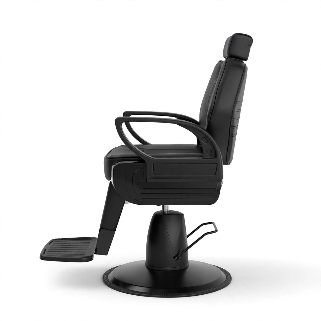 Behmont - IMP - Peluqueria - Sillon barbero hidraulico reclinable Core - C/apoyacabeza y reposapies - Negro (3)
