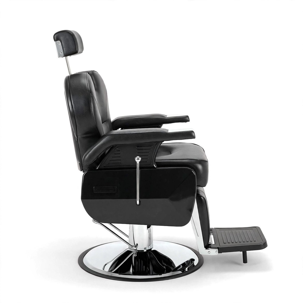 Behmont - IMP - Peluqueria - Sillon barbero hidraulico reclinable Volta - C/apoyacabeza y reposapies - Negro (2)