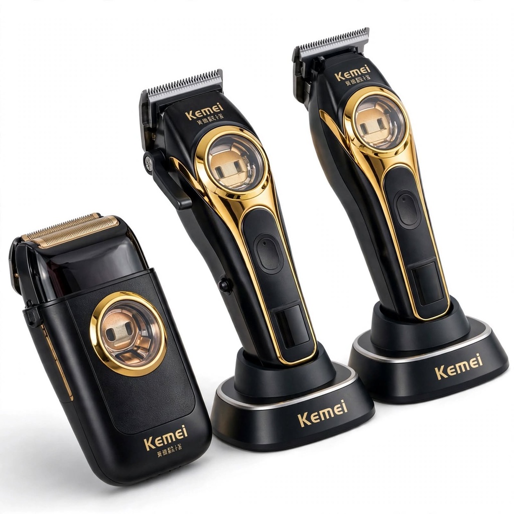 Behmont - IMP - Kemei - Kit clipper + trimmer + shaver inalambrico - Cepillo de limpieza, base de carga y maletin de almacenamiento (2)