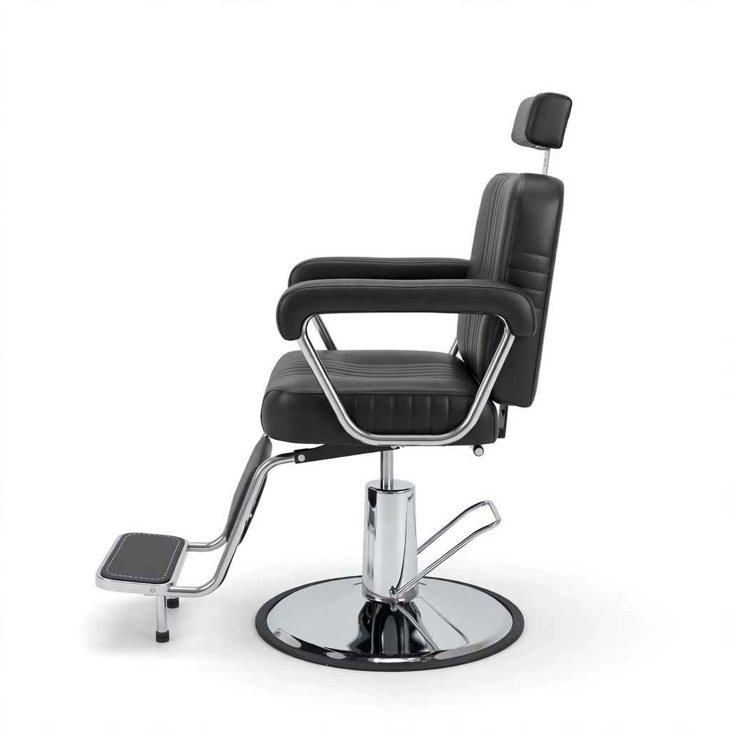 Behmont - IMP - Peluqueria - Sillon barbero hidraulico reclinable Omega - C/apoyacabeza y reposapies - Negro (2)