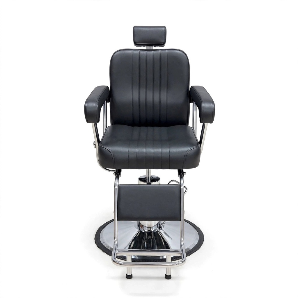 Behmont - IMP - Peluqueria - Sillon barbero hidraulico reclinable Omega - C/apoyacabeza y reposapies - Negro (3)