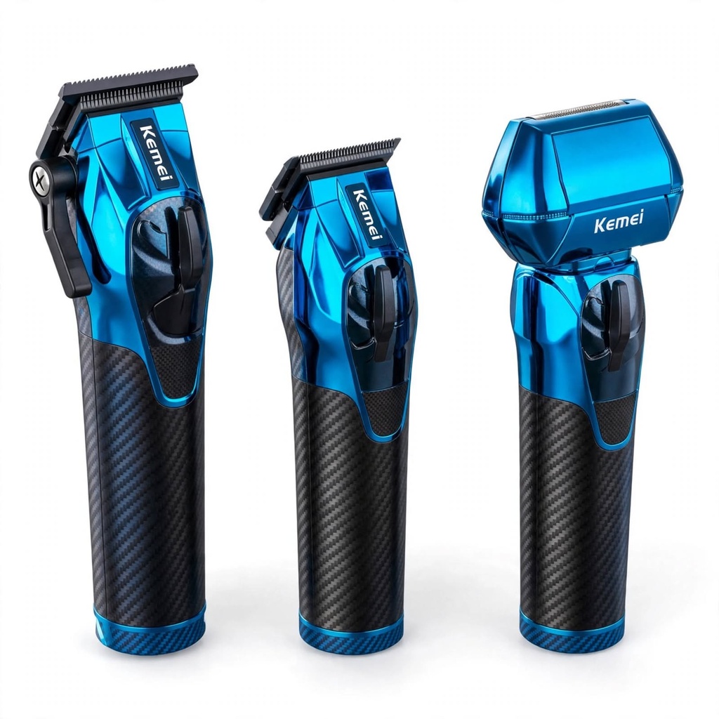 Behmont - IMP - Kemei - Kit clipper + trimmer + shaver inalambrico - Lubricante, cepillo de limpieza, base carga y baterias (x2) (2)