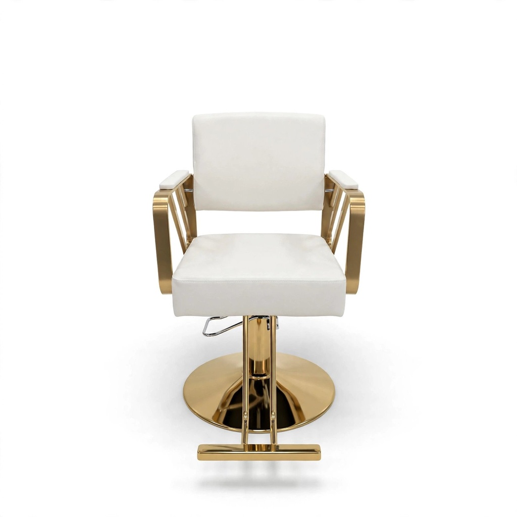 Behmont - IMP - Peluqueria - Sillon peluquero hidraulico Ion - C/reposapies - Hierro dorado - Beige (2)