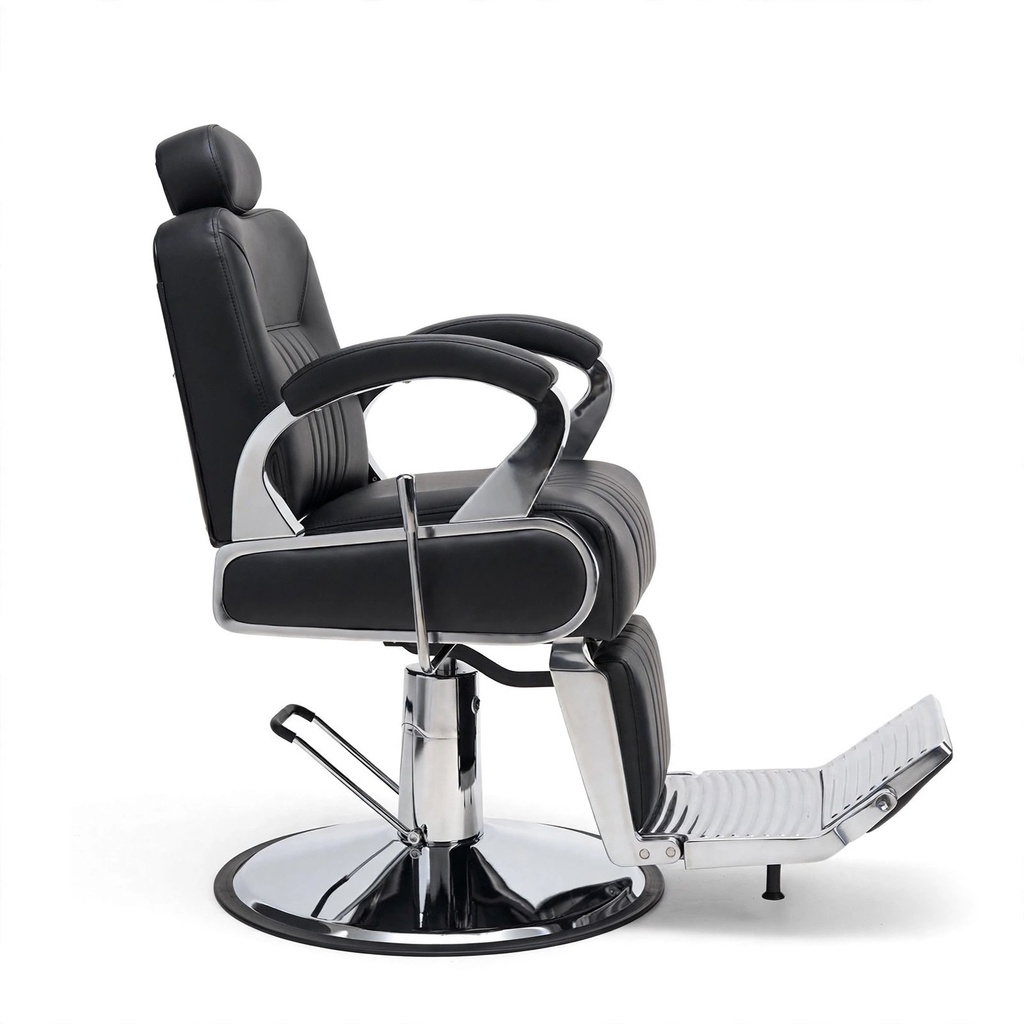 Behmont - IMP - Peluqueria - Sillon barbero hidraulico Vertex - C/apoyacabeza y reposapies - Negro (3)