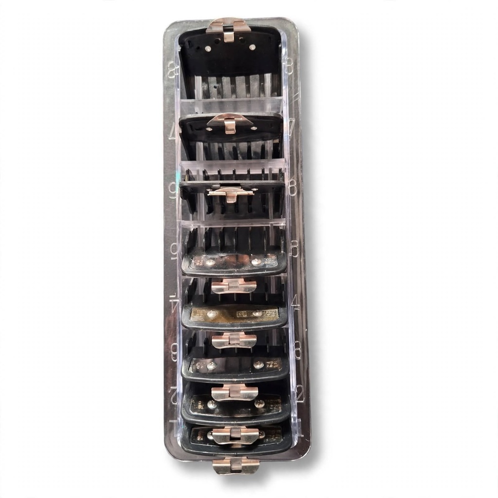 [25-YXH126] Behmont - IMP - Accesorios - Peines guia para maquina de corte - Magneticos - 1.5, 3, 4.5, 6, 10, 13, 19 y 25 mm - Negro