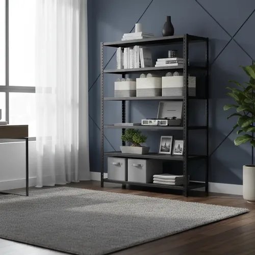 [120.40-IN] Behmont - IMP - Almacenamiento - Rack 200 x 120 x 40 inicial - 5 estantes - 100 kg por estante - Negro