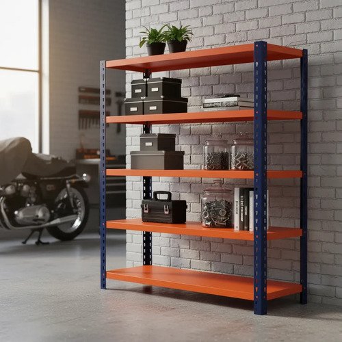 [200.100-I] Behmont - IMP - Almacenamiento - Rack 200 x 200 x 100 inicial - 4 estantes - 400 kg por estante - Azul-naranja