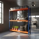 Behmont - IMP - Almacenamiento - Rack 200 x 200 x 60 continuo - 4 estantes - 200 kg por estante - Azul-naranja