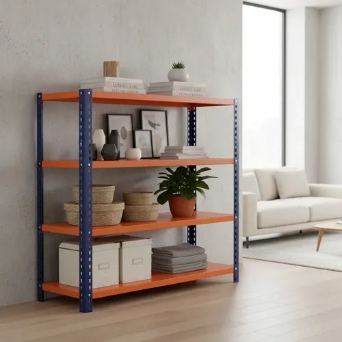 [200.80-I] Behmont - IMP - Almacenamiento - Rack 200 x 200 x 80 inicial - 4 estantes - 400 kg por estante - Azul-naranja