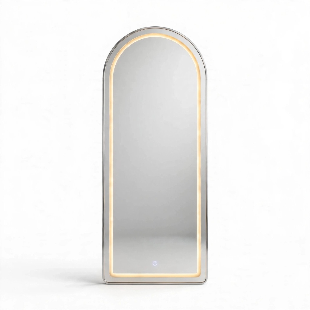 [MR-9SILVER] Behmont - IMP - Decoracion - Espejo con iluminacion LED forma arco medio punto - Con marco plata - 170 x 70