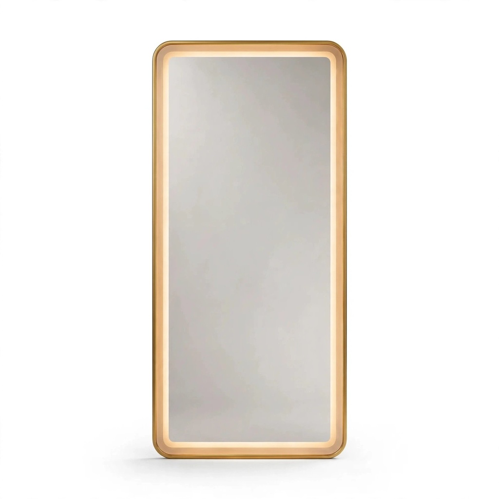 [MR-8GOLDEN] Behmont - IMP - Decoracion - Espejo con iluminacion LED rectangular - Con marco dorado - 170 x 70