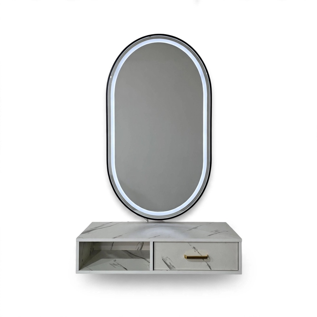 [MR-15BLACK] Behmont - IMP - Decoracion - Mesa flotante + espejo LED - Marco y detalles negro