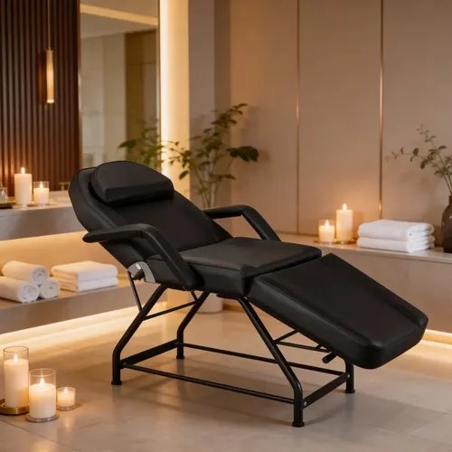 [D6BLACK] Behmont - IMP - Estetica - Camilla articulada 180 x 60 x 60 - Soporta 150 kg - Negro